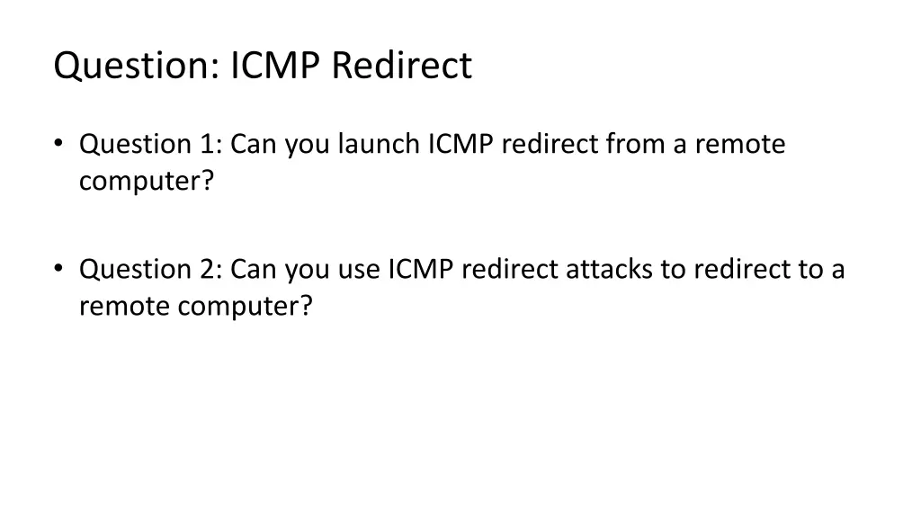 question icmp redirect