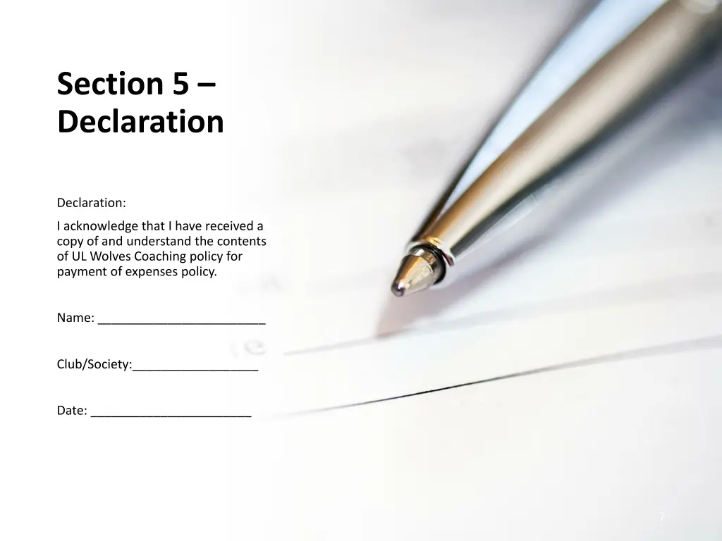 section 5 declaration