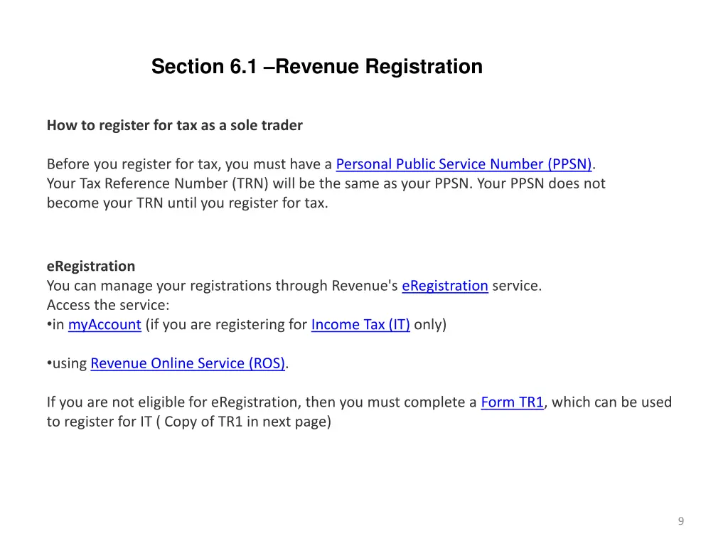 section 6 1 revenue registration