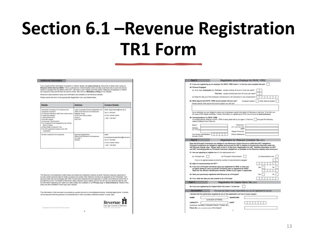section 6 1 revenue registration tr1 form 2