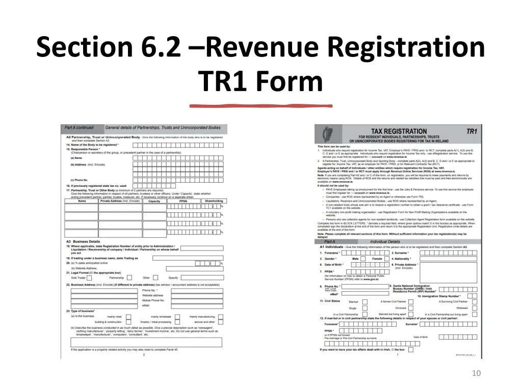 section 6 2 revenue registration tr1 form