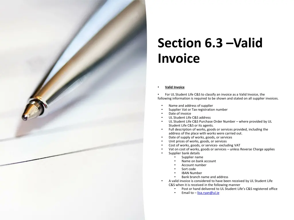 section 6 3 valid invoice