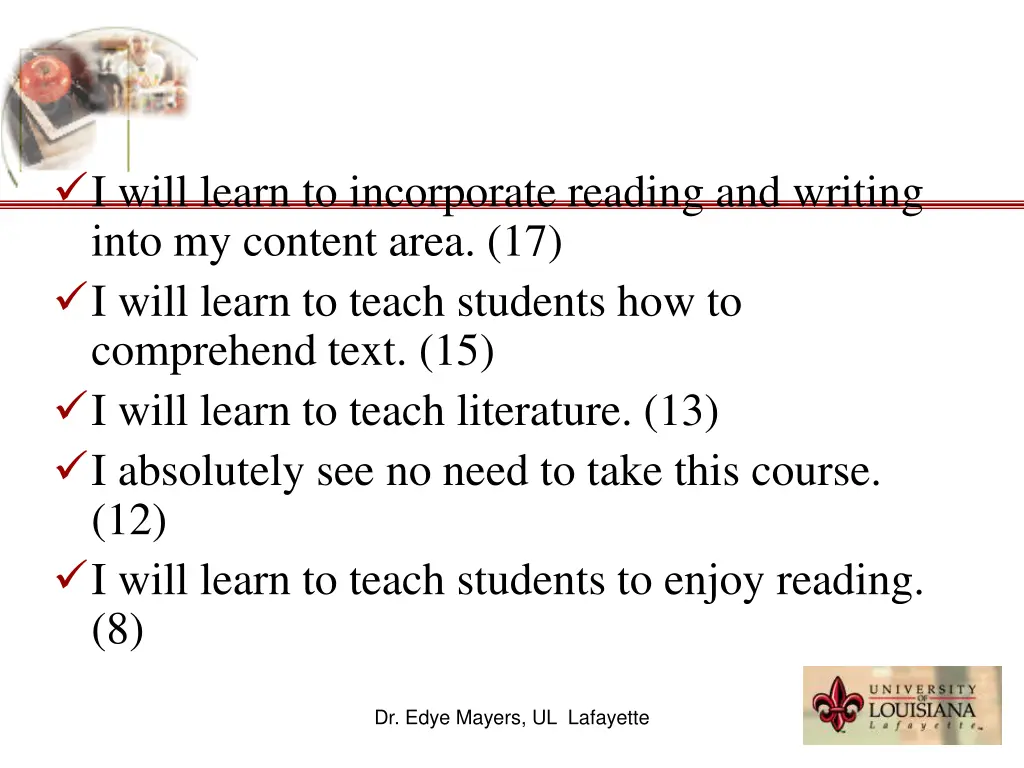 i will learn to incorporate reading and writing