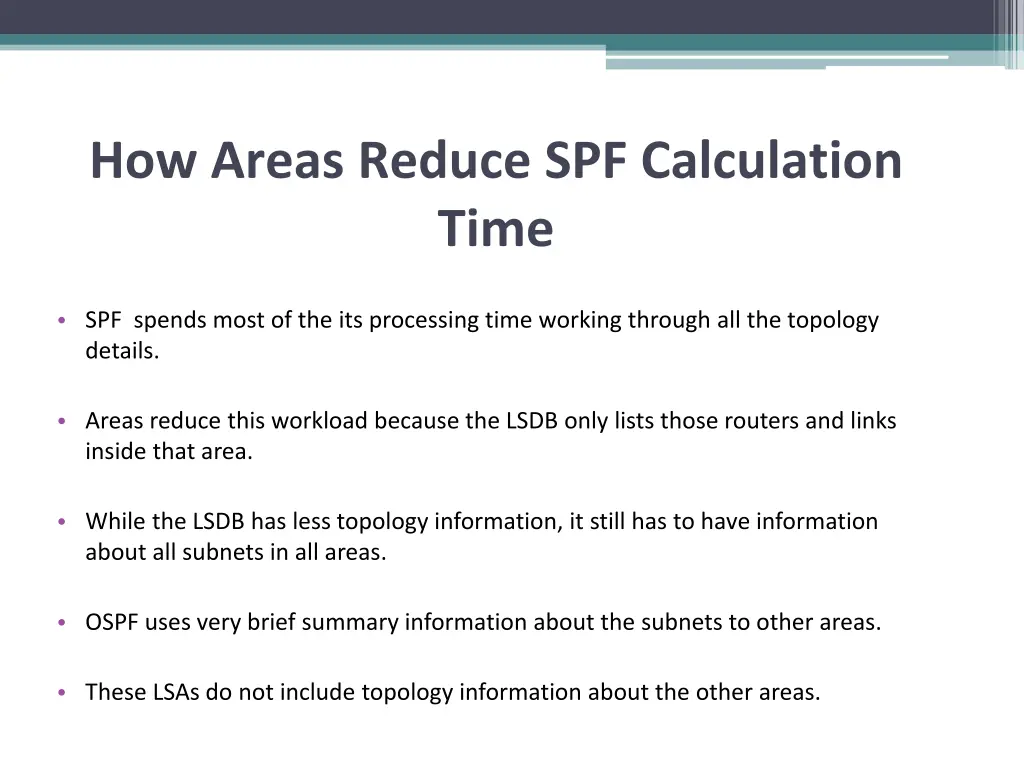 how areas reduce spf calculation time