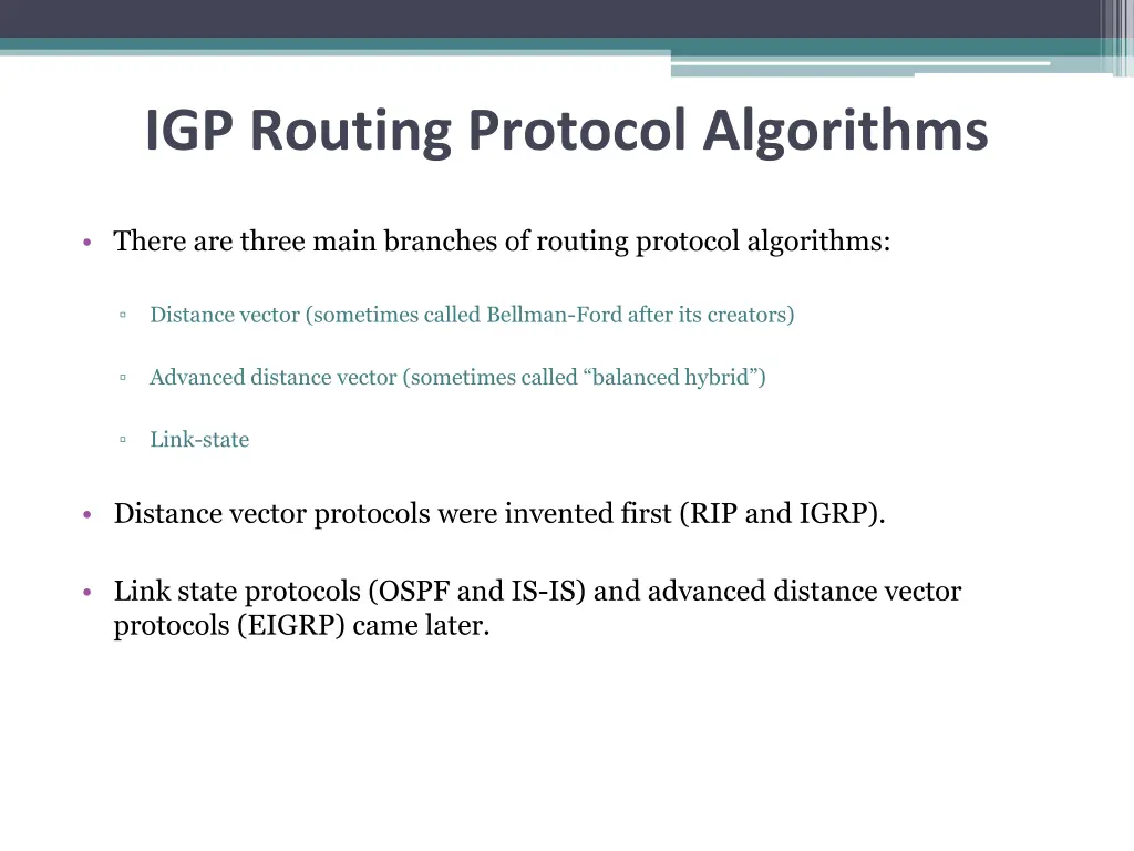 igp routing protocol algorithms