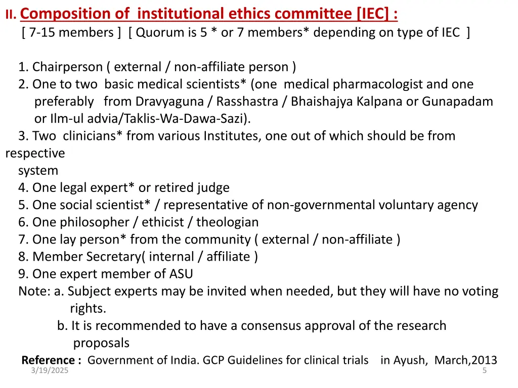 ii composition of institutional ethics committee
