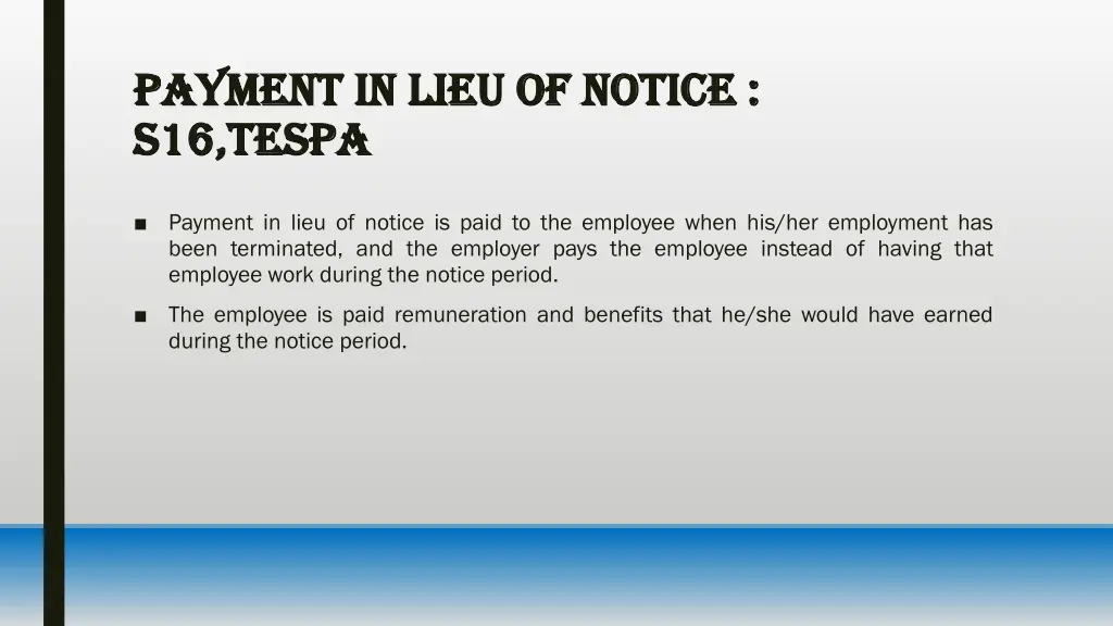 payment in lieu of notice payment in lieu