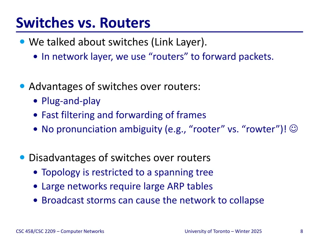 switches vs routers we talked about switches link