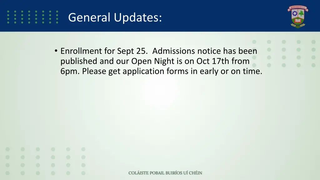 general updates 1