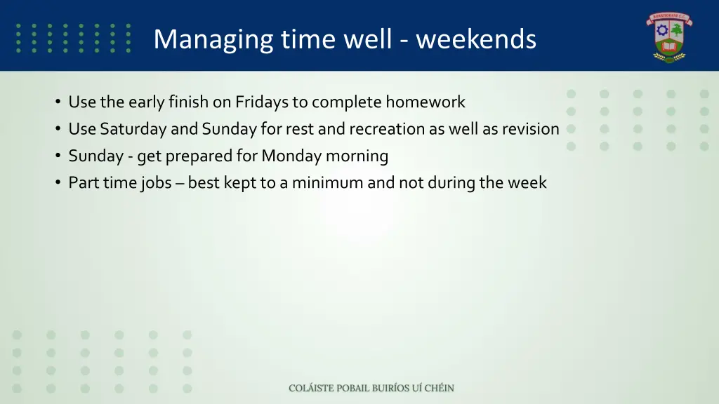 managing time well weekends