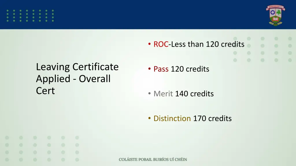 roc less than 120 credits