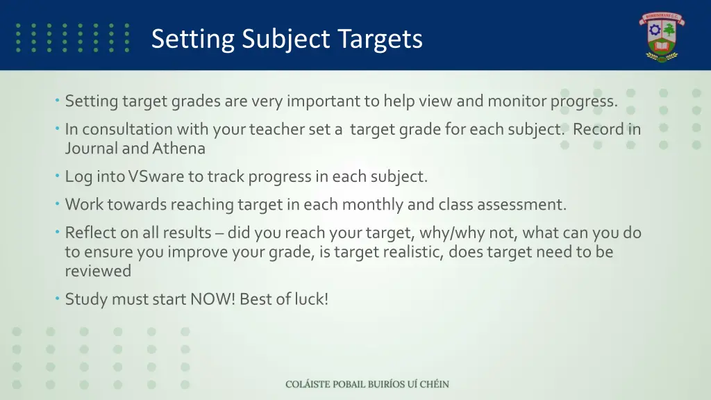 setting subject targets