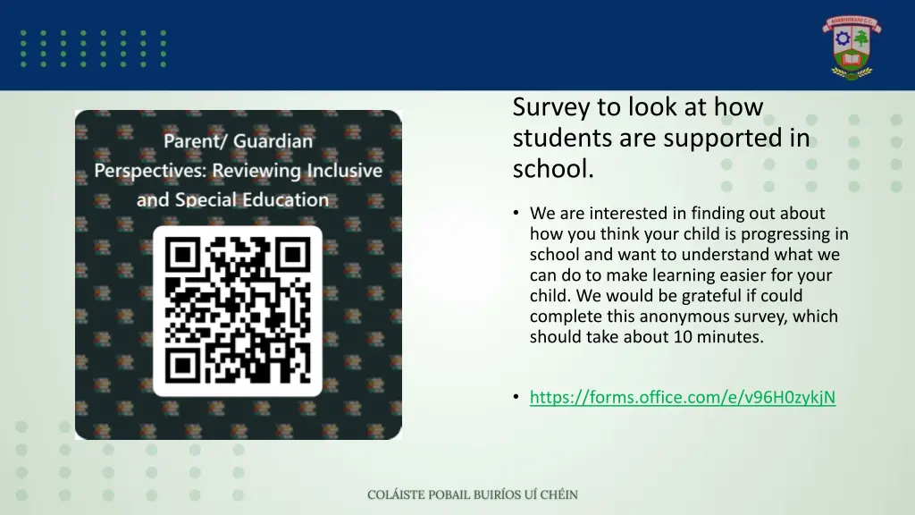 survey to look at how students are supported