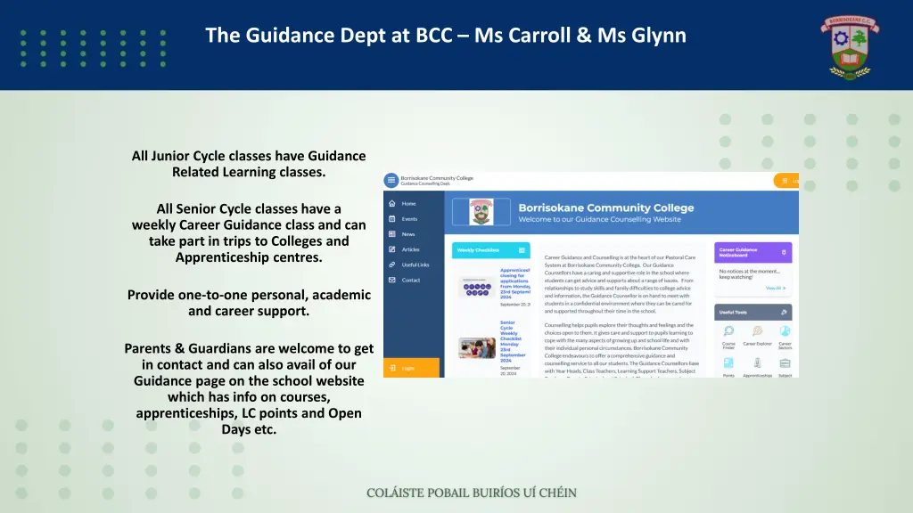 the guidance dept at bcc ms carroll ms glynn