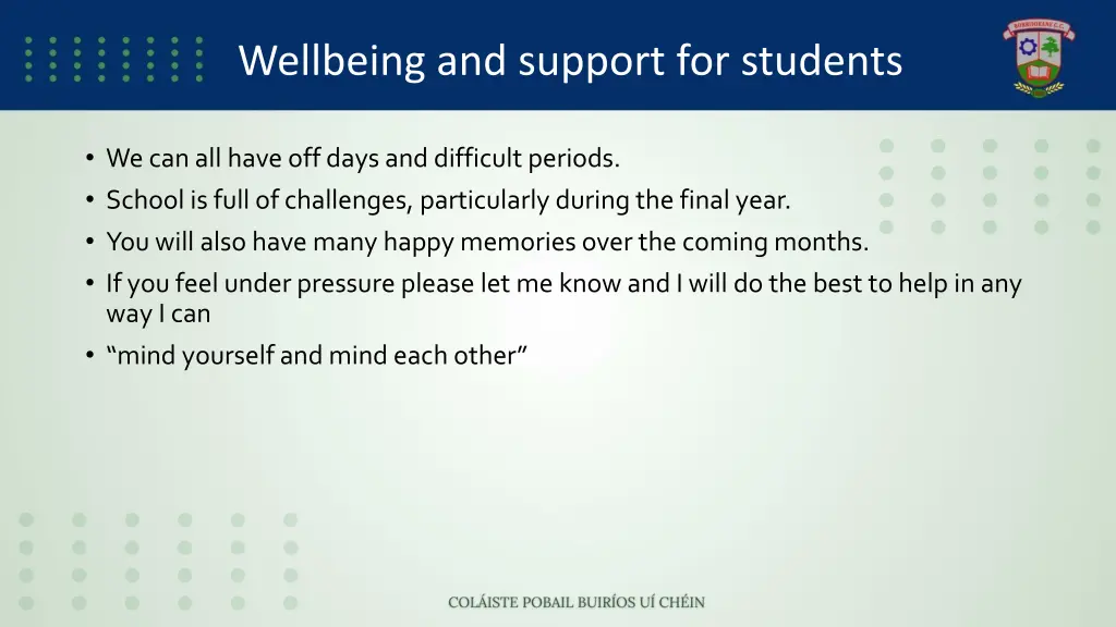 wellbeing and support for students