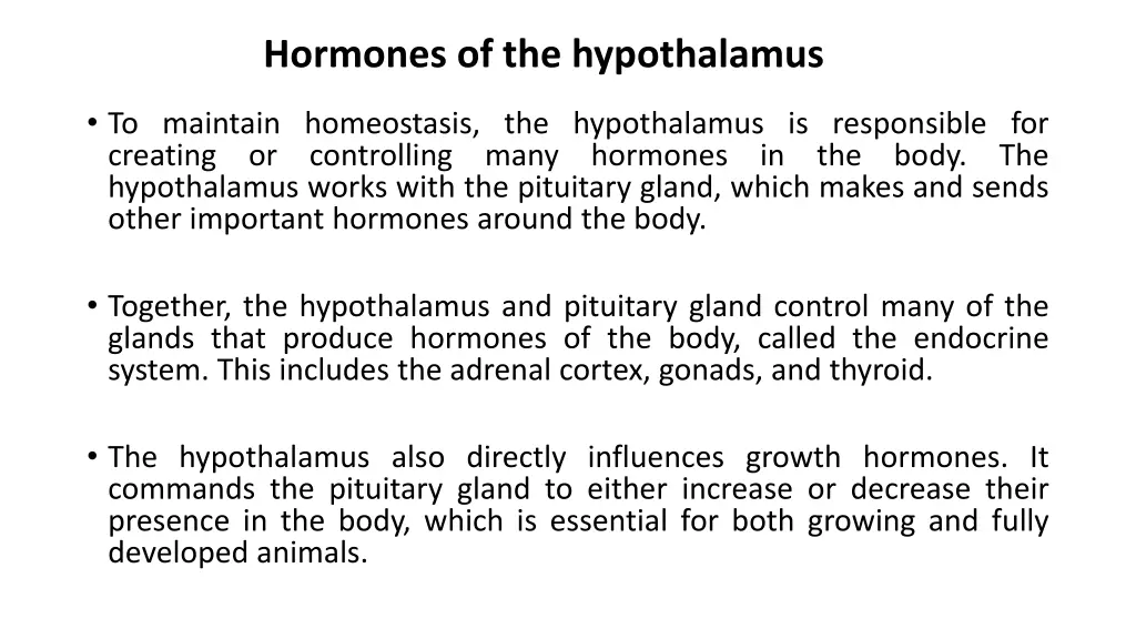 hormones of the hypothalamus