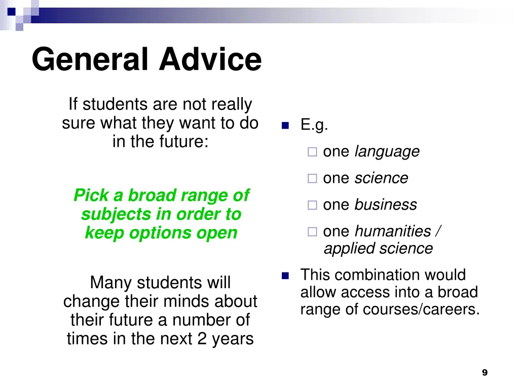 general advice