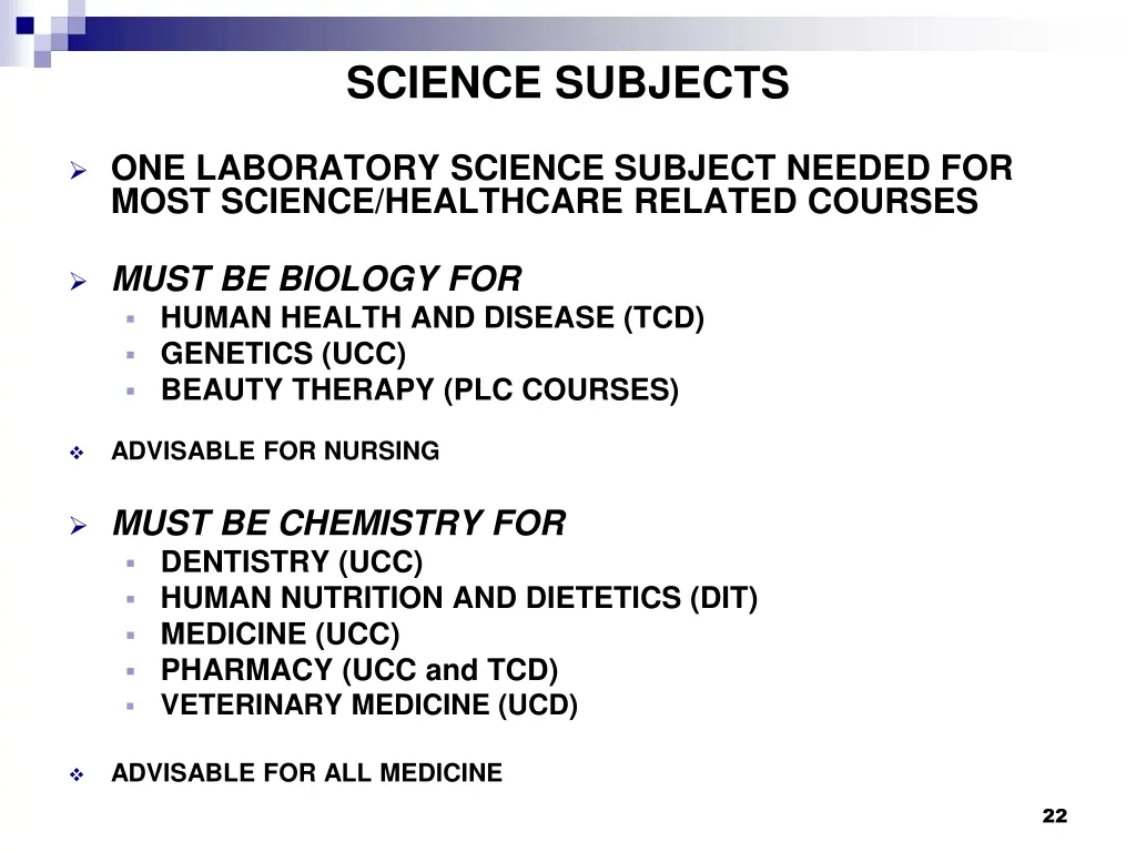 science subjects