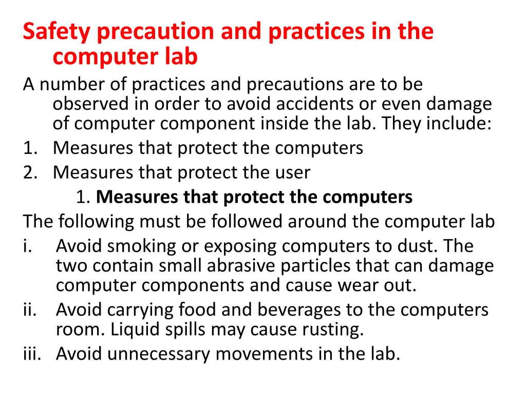 safety precaution and practices in the computer