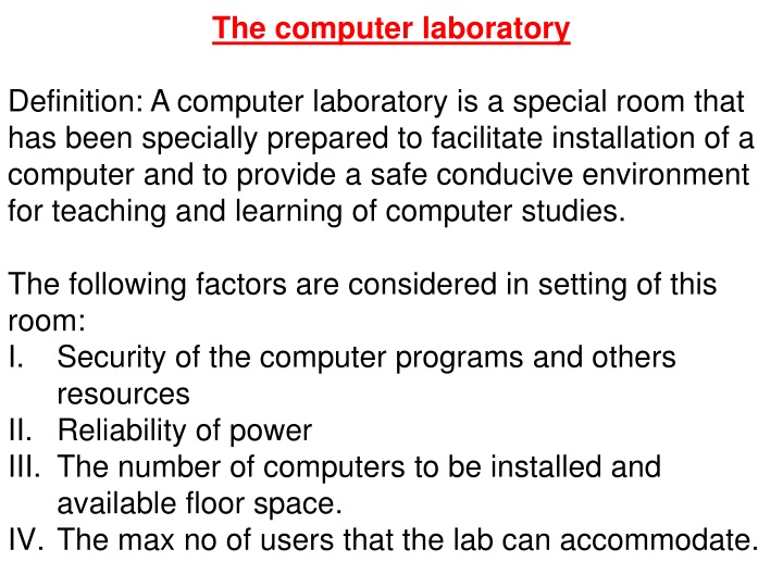 the computer laboratory