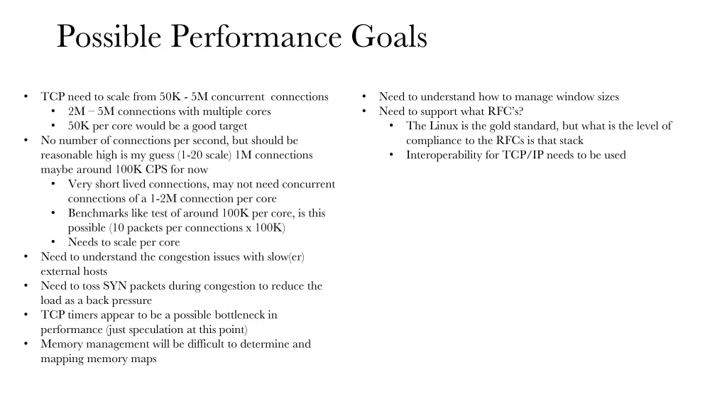 possible performance goals