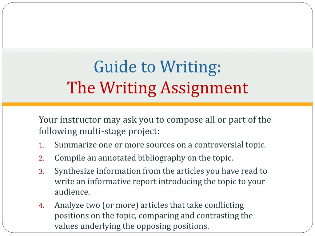guide to writing the writing assignment