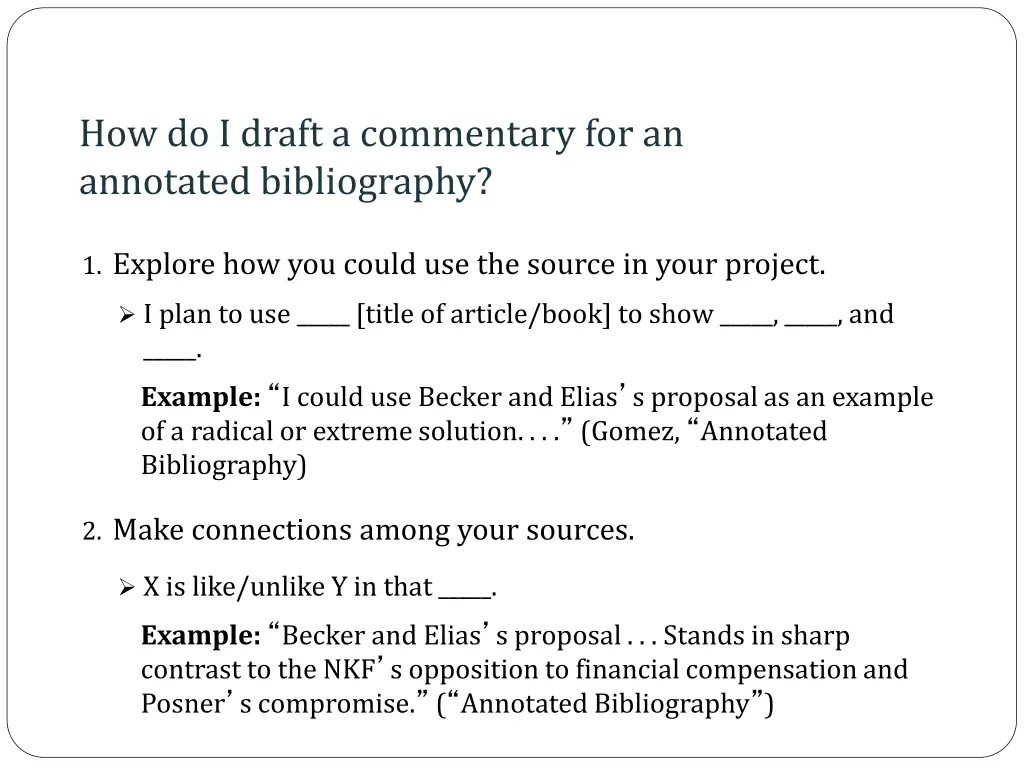 how do i draft a commentary for an annotated