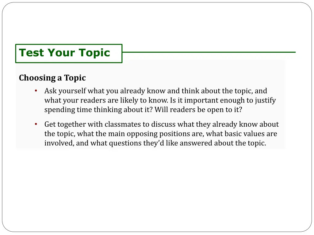 test your topic