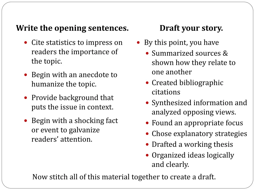 write the opening sentences