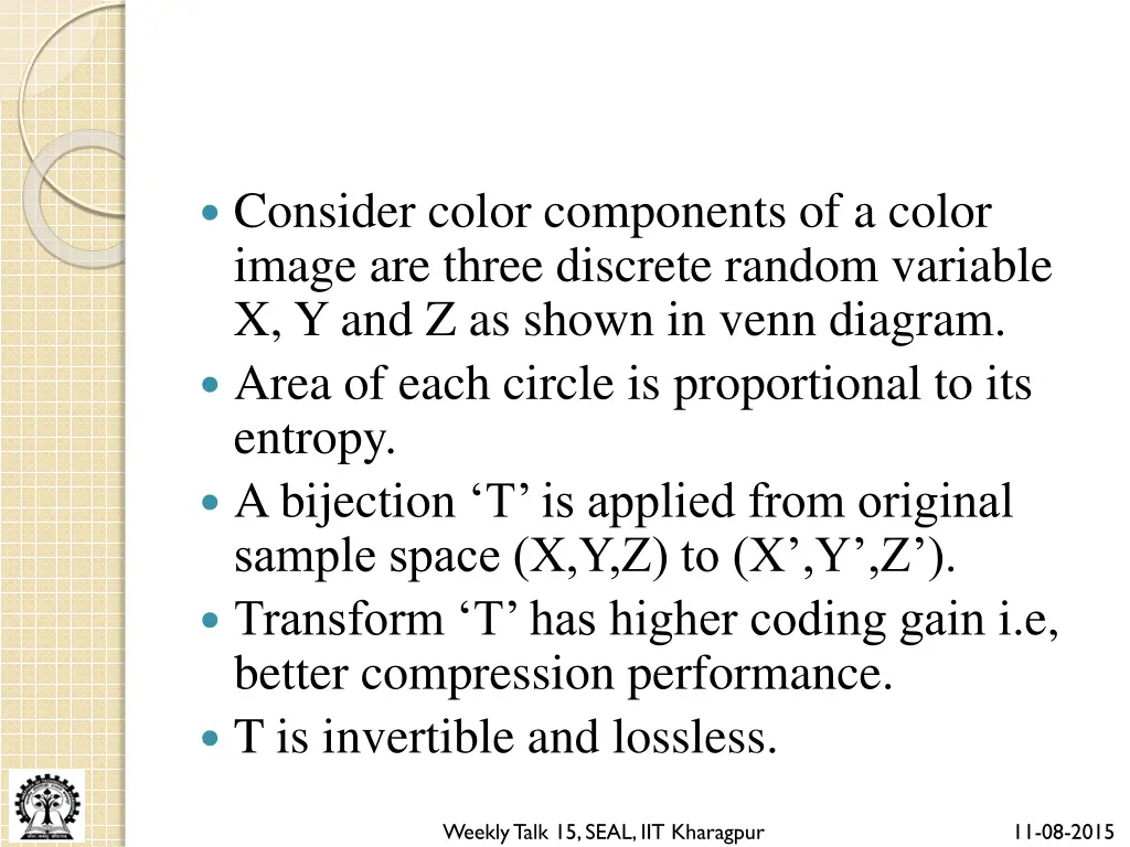 consider color components of a color image