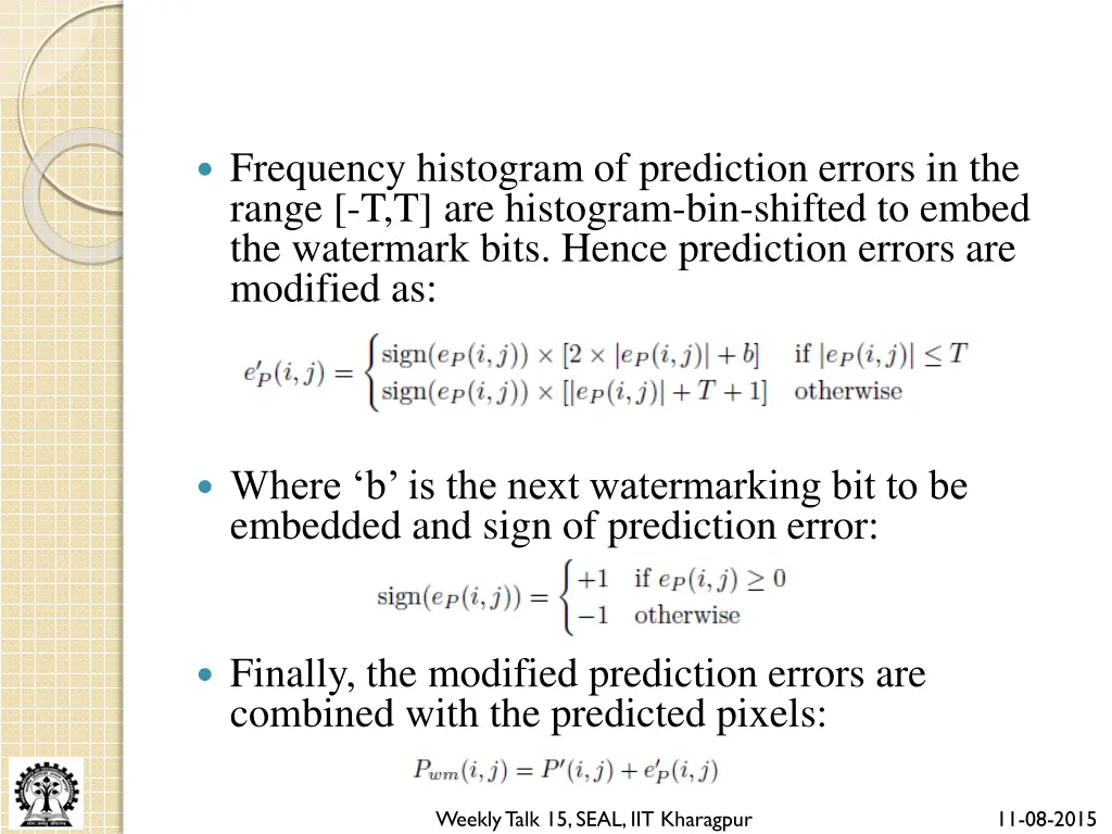 frequency histogram of prediction errors