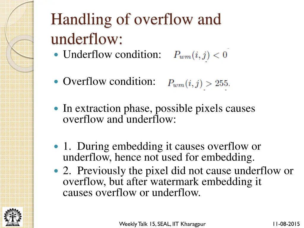 handling of overflow and underflow underflow