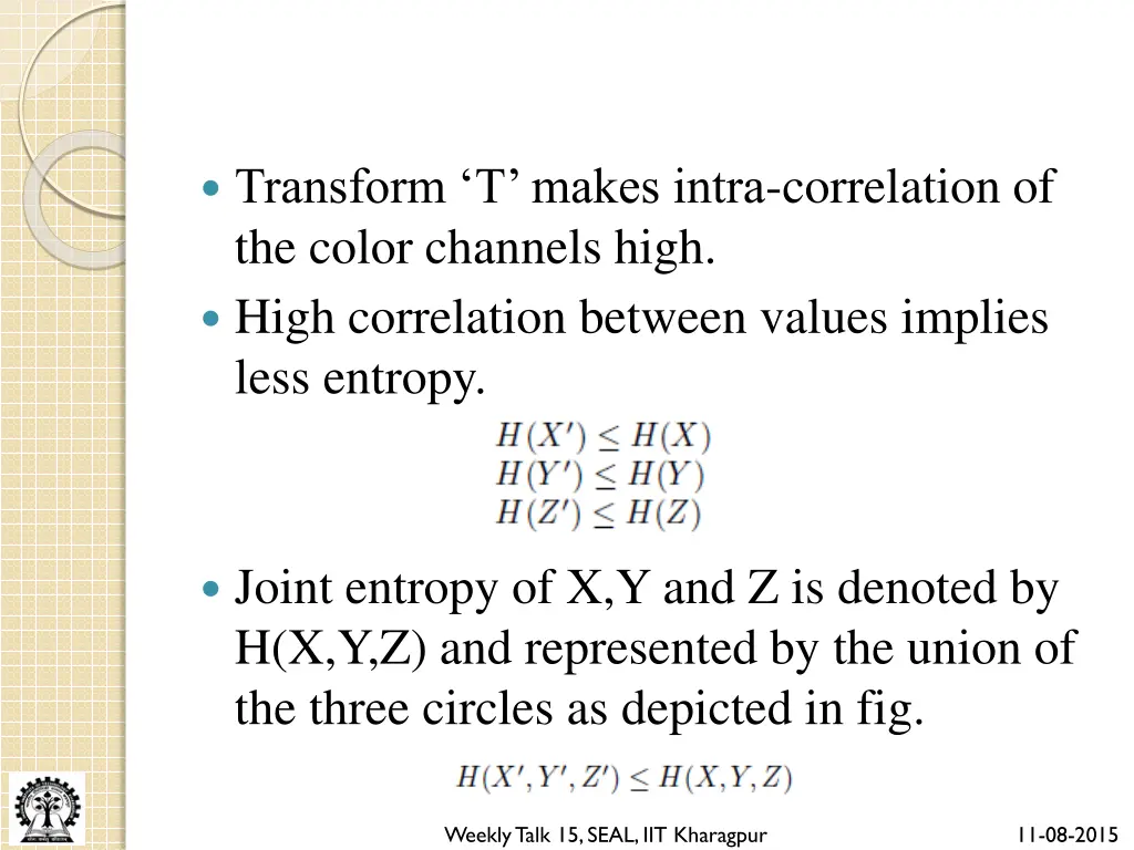 transform t makes intra correlation of the color