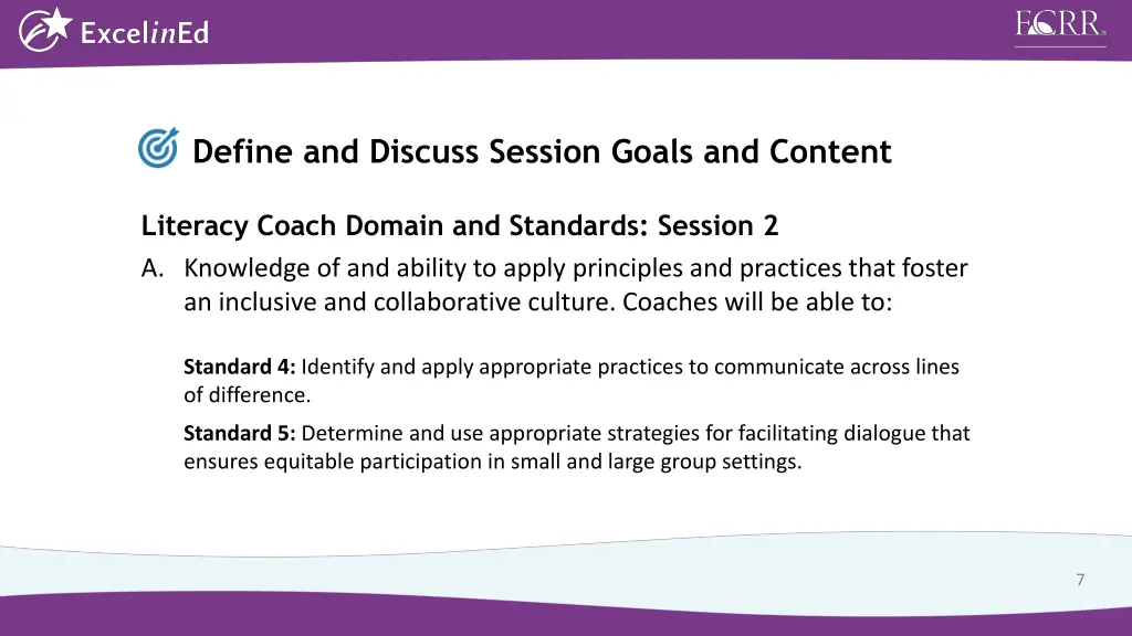 define and discuss session goals and content 1