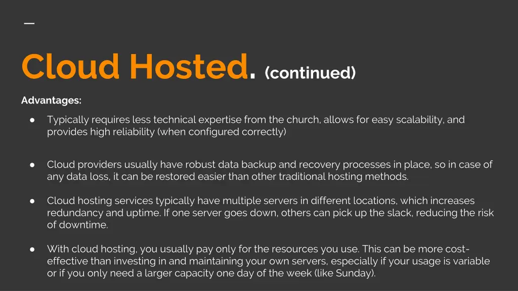cloud hosted continued