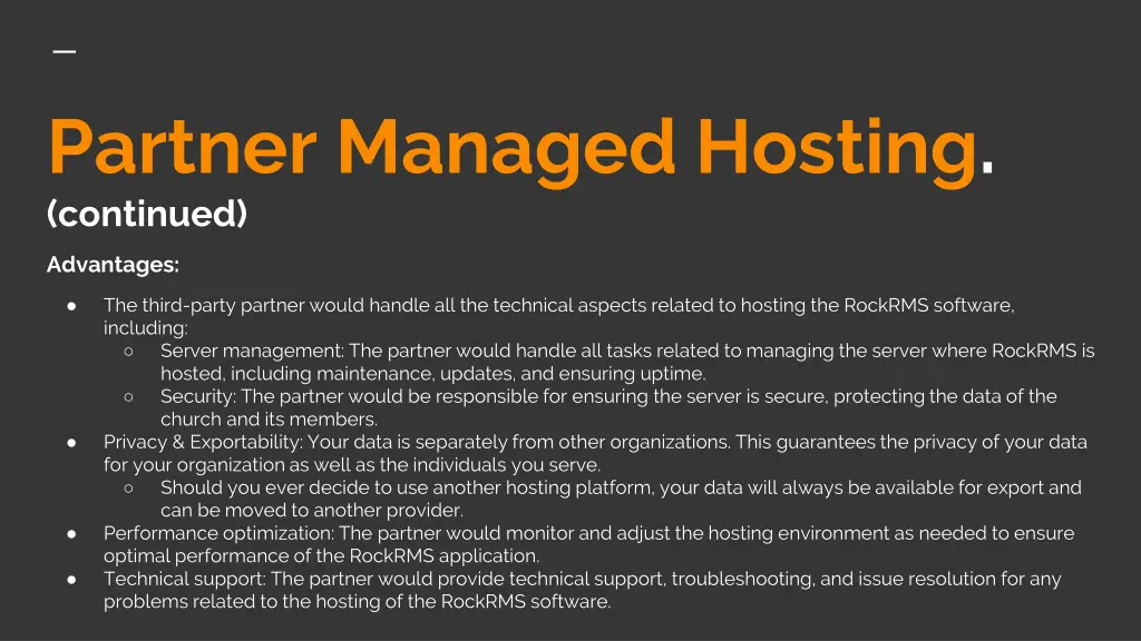 partner managed hosting continued