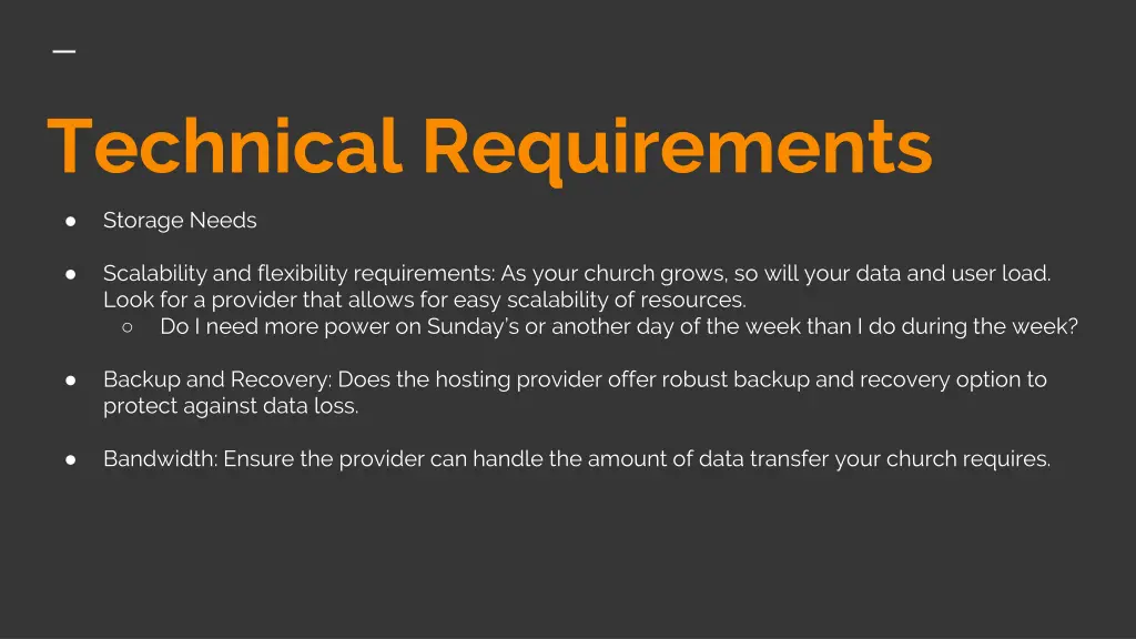 technical requirements