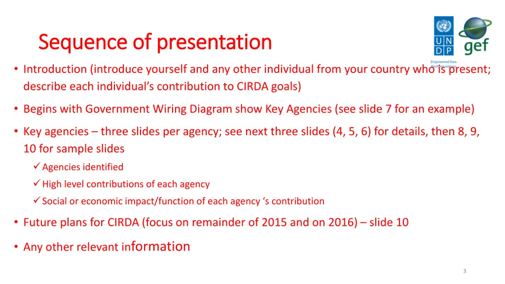 sequence of presentation sequence of presentation