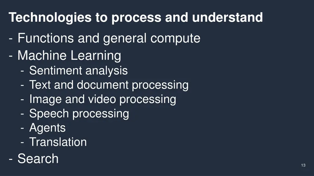technologies to process and understand functions
