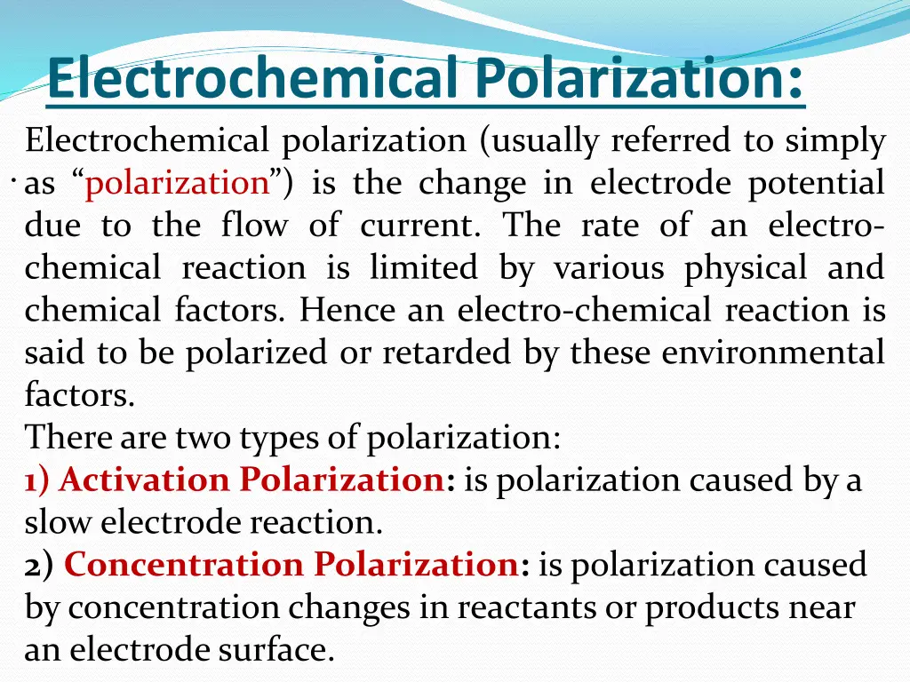 electrochemical polarization electrochemical
