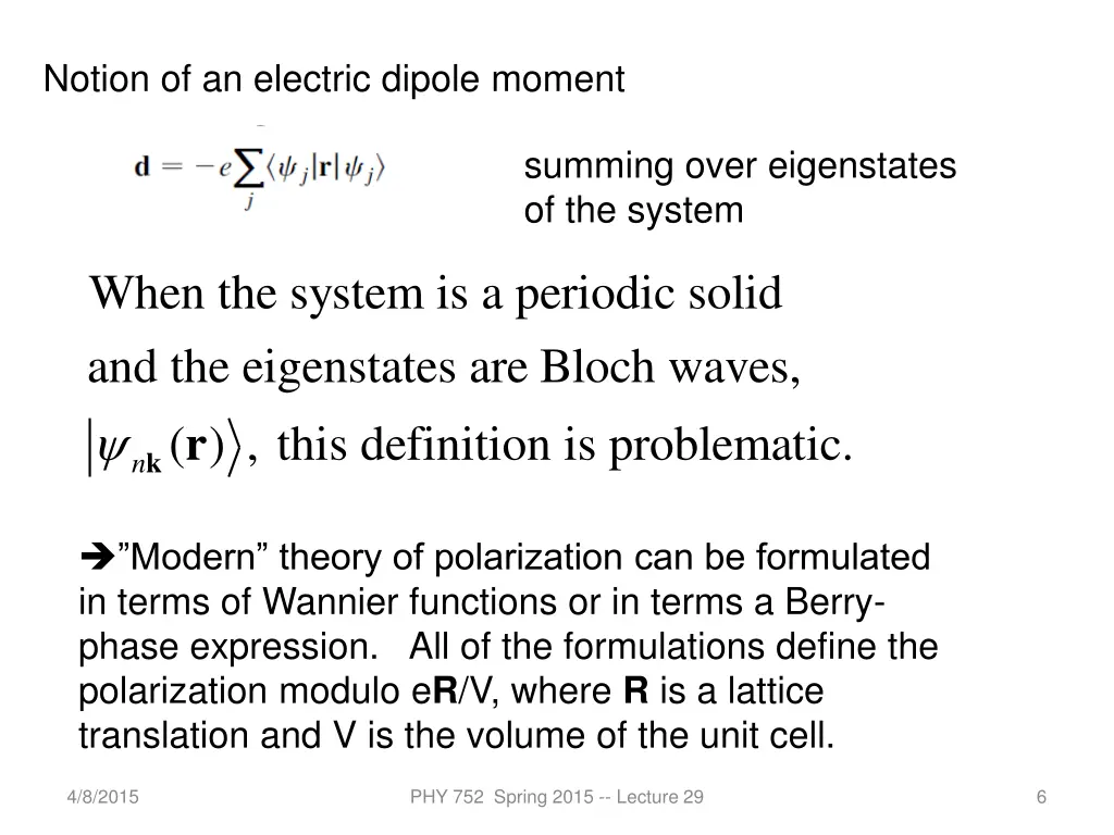 notion of an electric dipole moment