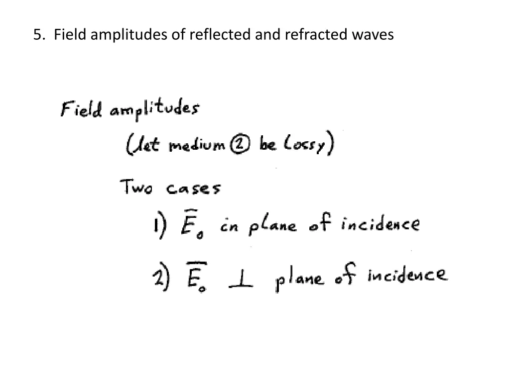 5 field amplitudes of reflected and refracted
