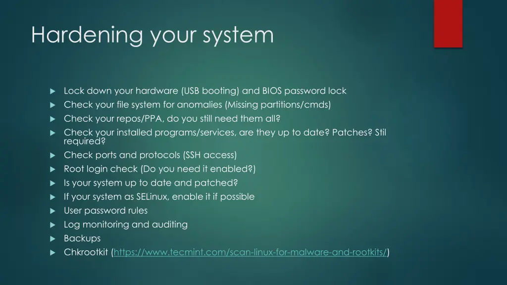 hardening your system