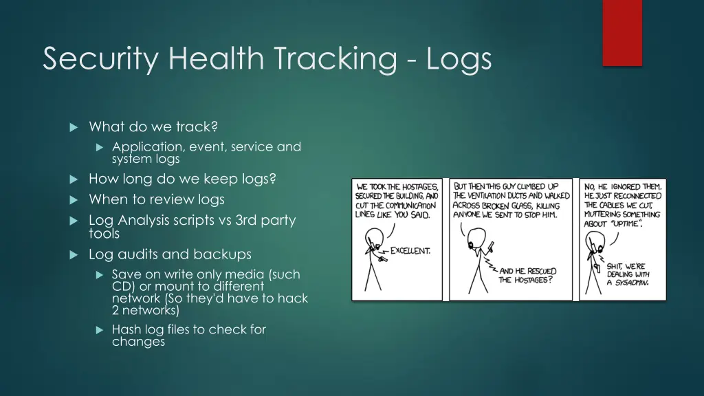 security health tracking logs