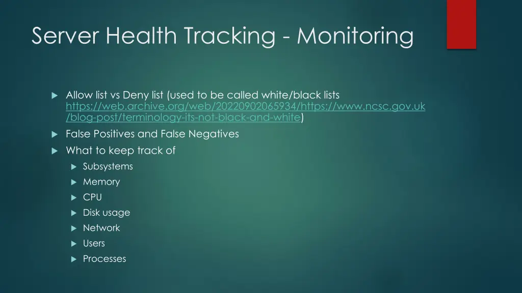 server health tracking monitoring