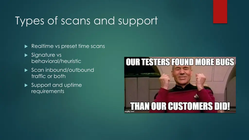 types of scans and support