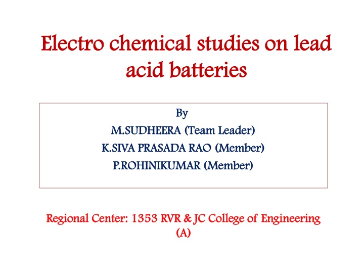 electro chemical studies on lead electro chemical