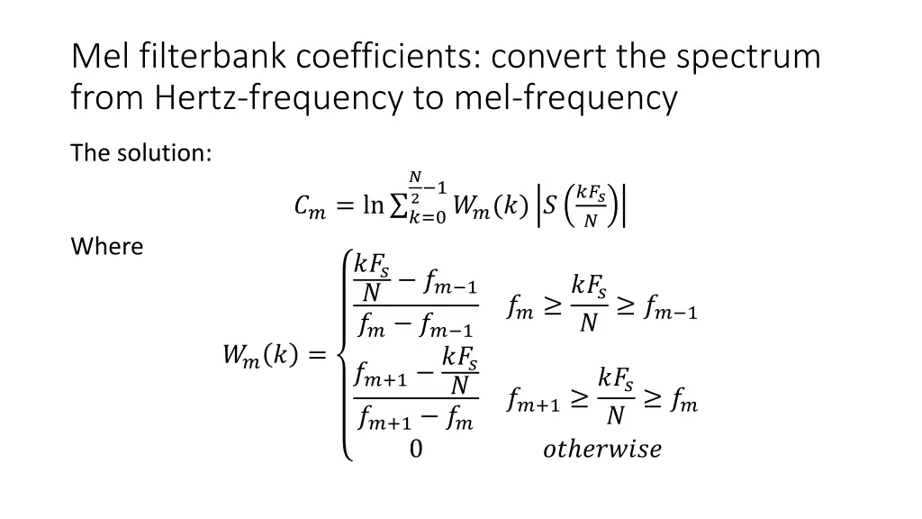 mel filterbank coefficients convert the spectrum 1