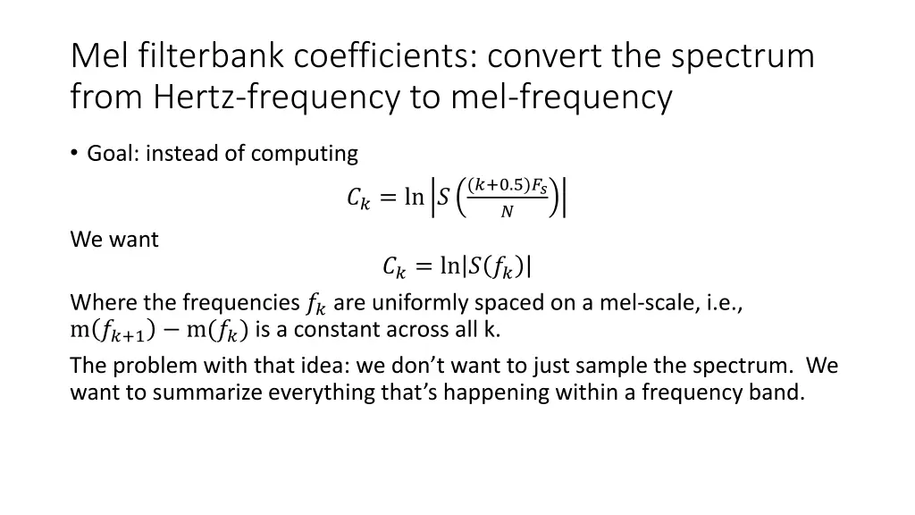 mel filterbank coefficients convert the spectrum
