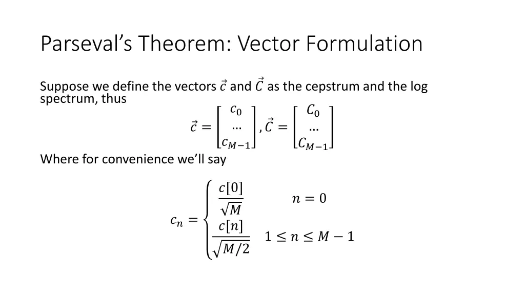 parseval s theorem vector formulation